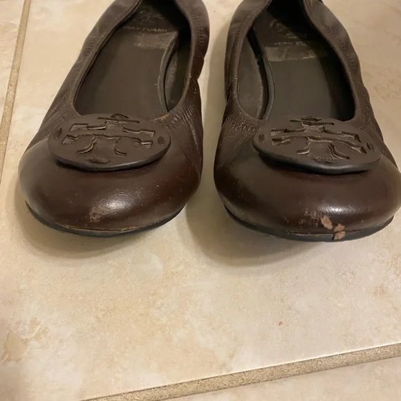 Tory Burch Brown Leather Reva Ballet Flats Size 8 Brown - Picture 7 of 9